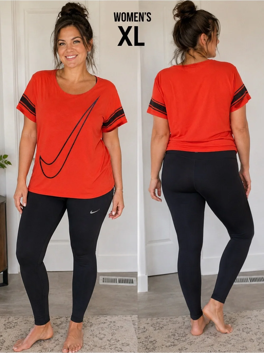 Nike women’s XL Red Scoop-Neck Tee with Black Nike Leggings